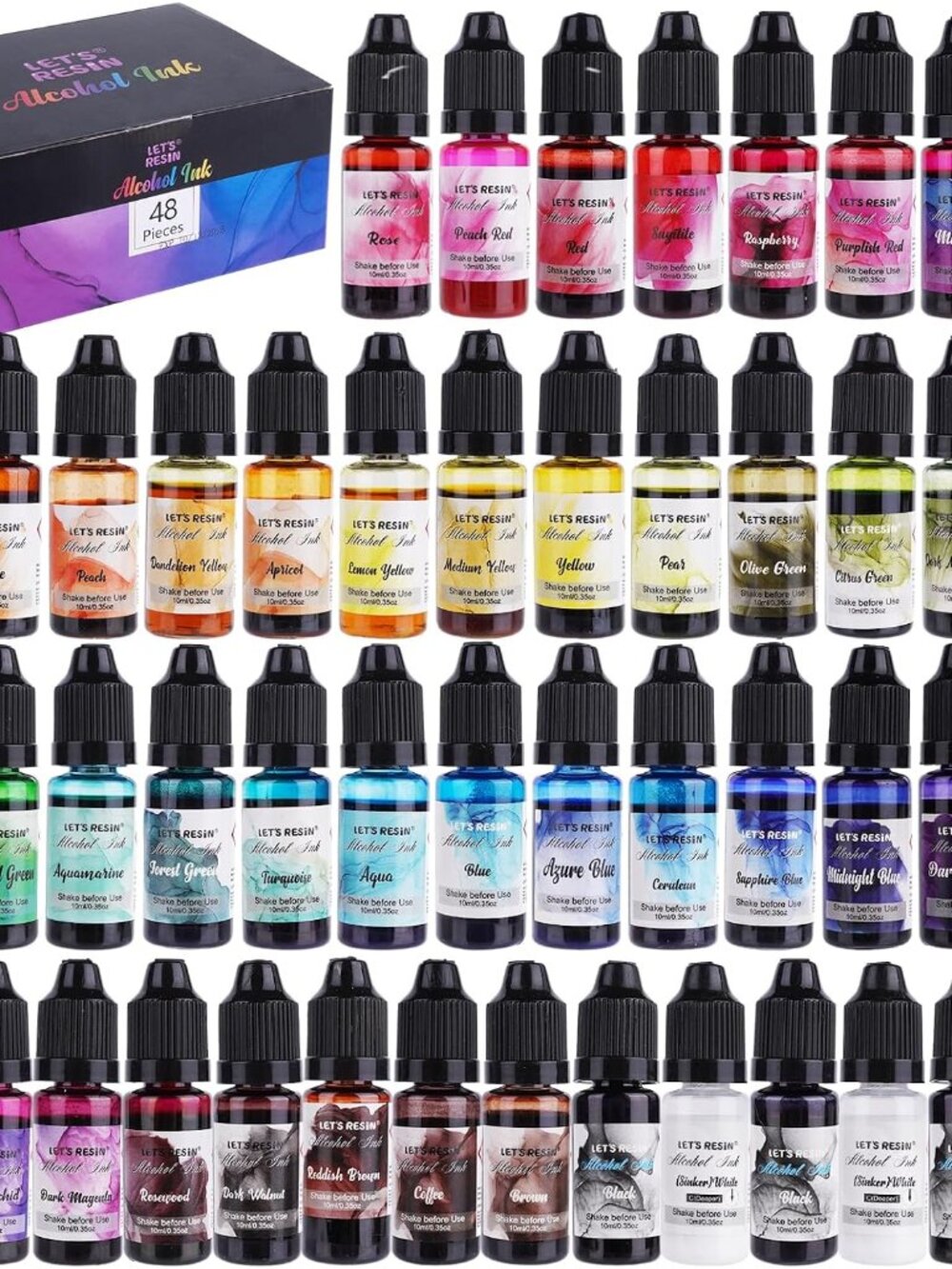 48pcs Concentrated Alcohol Ink Set,Vibrant Color Each 0.35oz